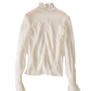 Chemisier en dentelle semi-transparent pour femmes Taille universelle Col roulé Encolure ronde Manches longues Fronces Motif à pois 6