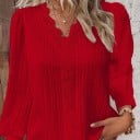 Chemisier matelassé en dentelle pour femme avec col en V Chemise légère et élégante à manches longues Détails délicats Idéal 4