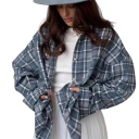 Chemisier vintage à carreaux et manches longues pour femme, coupe ample et surdimensionnée, en flanelle, style décontracté pour l’automne 2