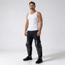 Chiară de motocicletă pentru genunchi și tibie cu capac rigid și articulație la genunchi și orificii de culoare neagră pentru motocicletă 4