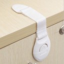 Child Safety Lock for Drawers and Cupboard Doors 10 pcs Plastic Body with Button Flexible Strap over Furniture Edge White 3