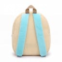Children's Backpack 26 x 24 x 10 cm Cream Colour with Forklift Design and Large Yellow Wheel with Two Zip Pockets and Turquoise Straps 4