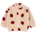 Children's Beige Winter Jacket with Ladybird Motif Plush Cotton-Polyester Zip-Up Jacket with High Collar Warm Comfortable Winter Coat 1