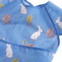 Children's Bib with Sleeves 30 x 25 cm Blue with White Rabbits and Colourful Leaves Shoulder Coverage Crumb Pocket and Rounded Bottom Edge 4