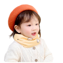 Children's Circular Scarf 30 x 22 cm Cotton Over Head Yellow with Bunny Motif Soft Comfortable Accessory for Boys and Girls Warm Elastic Scarf for Everyday Wear 2