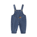 Children's Cotton Denim Overall with Bear Print Button Straps Long Trousers Pockets Unisex Spring and Autumn Clothing for Boys and Girls 3