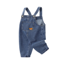 Children's Cotton Denim Overall with Bear Print Button Straps Long Trousers Pockets Unisex Spring and Autumn Clothing for Boys and Girls 5