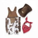 Children's Cowboy Costume with Hat and Scarf Trousers with Cow Pattern and Fringes Cotton Brown and White For Carnival and Halloween 9