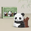 Children's Cute Building Set in the Shape of a Panda Sitting Against a Wooden Stump, 470 Piece Puzzle, Fun for Small and Large Builders 2