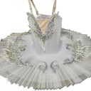 Children's Dance Dress with Tulle Skirt Polyester White Decorative Clothing for Ballet and Dance Performances 2