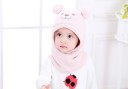 Children's Hat with Bear-Shaped Neck Warmer J1853 6