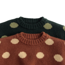 Children's Knitted Sweater with Dots Cotton Solid Colours Vintage Style Warm Autumn and Winter Sweater with O-Neck for Boys and Girls Cute Design 11