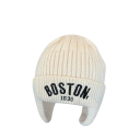 Children's Knitted Winter Earflap Hat Boston 1–3 Years Polyester Warm Hat with Ear Flaps and Embroidery Soft Winter Hat for Children 2