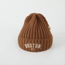 Children's Knitted Winter Hat Boston 16.5 × 21 cm 1–3 Years Polyester Warm Hat with Embroidery Soft Winter Hat for Children 5