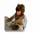 Children's Lion Costume Hooded Overall with Mane and Ears Paws and Tail Polyester Brown Animal Costume for Carnival Halloween and Fancy Dress 10