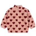 Children's Pink Winter Jacket with Heart Pattern Plush Cotton-Polyester Zip-Up Jacket with High Collar Warm Comfortable Winter Coat 1