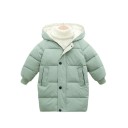 Children's Plain Winter Jacket with Hood Zip and Press Stud Fastening Pockets Warm Cotton-Polyester Jacket for Kids Comfortable Winter Coat 15