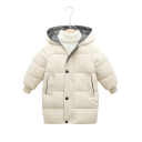 Children's Plain Winter Jacket with Hood Zip and Press Stud Fastening Pockets Warm Cotton-Polyester Jacket for Kids Comfortable Winter Coat 12