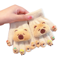 Children's Plush Gloves Universal Size Warm Gloves with 3D Capybara Pattern Made of Cotton for Winter Wear 4