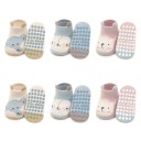Children's Unisex Non-Slip Socks 6 Pairs with Animal Patterns Cotton Polyester Elastane 1