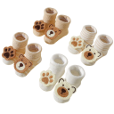 Children's Unisex Socks 4 Pairs Plain Socks with Bear Motif Cotton Polyester Elastane Soft Comfortable Socks for Kids 4