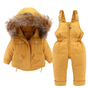 Children's Unisex Winter Jacket and Overall with Zip and Snaps and Hood with Fur Warm Down Set Made of Polyester Fibre Cosy Winter Clothing 8