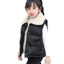 Children's Winter Cotton Gilet with Collar Plain Gilet Without Sleeves for Boys and Girls With Pockets and Plush Lining Snap Fastening 8