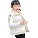 Children's Winter Cotton Gilet with Collar Plain Gilet Without Sleeves for Boys and Girls With Pockets and Plush Lining Snap Fastening 9
