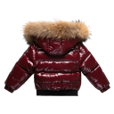 Children's Winter Down Jacket 90% White Duck Down Shiny Unisex Jacket with Hood and Fur Zip Fastenings and Pockets 2
