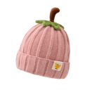 Children's Winter Knitted Pumpkin Hat Circumference 42–50 cm 6 Months–3 Years Acrylic Hat with 3D Stem and Leaves 6