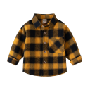 Children's Yellow and Black Checked Shirt with Collar Cotton Top with Long Sleeves and Buttons for Boys Infants Comfortable Clothing 1