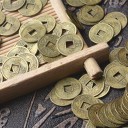 Chinese Lucky Coins 30 pcs Small Round Coins with Square Hole and Chinese Characters Diameter 1 cm Zinc and Iron Alloy 2