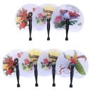 Chinesischer Faltfächer aus Papier mit Druck von Vögeln und Blumen Rundfächer zur Erfrischung bei Hitze Zufälliges Motiv Maße 22 x 12,5 cm 2