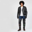 Chiusure riscaldanti per ginocchia da moto 1 paio in PU pelle con lana artificiale Copriginocchia e polpacci con velcro e fibbie nere per l'inverno 5