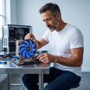 Chladiator til processor TISHRIC Stille 16 dBA Ventilator 120 mm 3pin Aluminium 122 x 65 mm Blå-sort Til Intel LGA 1200 115X 775 og AMD AM4 AM3 4