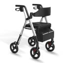 Chodítko so sedátkom pre seniorov skladacie nastaviteľné 52–66 cm výška sedu nosnosť 150 kg pre podporu chôdze 3