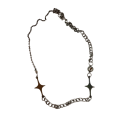 Choker de aço cirúrgico com estrelas de quatro pontas integradas Comprimento ajustável Colar feminino combinável 1