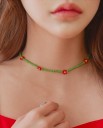 Choker de contas para senhora com flores 2