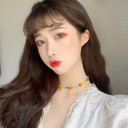 Choker de contas para senhora com flores 6