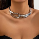 Choker extravagante para dama de 11 cm de diámetro con cadena ajustable de 7 cm, cadena con eslabones irregulares para un aspecto único 4