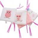 Chránič do dětské postýlky Antikolizní mantinel s motivem sovičky Sada 6 ks 30 x 30 cm Bavlna Růžová a bílá Do postýlky pro miminka 1