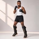 Chrániče na holeň a nárt veľkosť L Dĺžka 40 cm Kožené tréningové návleky Výška 165–185 cm Pre dospelých MMA aj Muay Thai 11