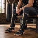 Chrániče na holeň a nárt veľkosť L Dĺžka 40 cm Kožené tréningové návleky Výška 165–185 cm Pre dospelých MMA aj Muay Thai 12