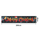 Christmas Banner 200 x 40 cm Black Polyester Hanging Strip with Fern Pattern and Orange Merry Christmas Text for Home Decoration 2