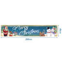 Christmas Banner 200 x 40 cm Blue with Santa and Snowmen Polyester Hanging Sign Merry Christmas Wall or Door Decoration 2
