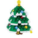 Christmas Building Set 6 x 5.2 x 4.4 cm Mini Christmas Tree with Yellow Star and Colourful Ornaments Detailed Festive Decoration for Display 1