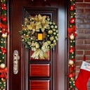 Christmas Decoration 45 cm Golden Wreath with Lamp Illuminated Christmas Ornament for Doors and Walls Elegant Festive Wreath with Light Effect 2