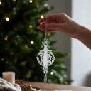 Christmas Decoration for Tree Perforated with Ornaments Round with Point Transparent with Glitter with Hanging Loop Decoration for Christmas 1