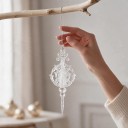 Christmas Decoration for Tree Perforated with Ornaments Round with Point Transparent with Glitter with Hanging Loop Decoration for Christmas 2