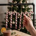 Christmas Decorations Candy Canes for the Christmas Tree with Golden Hanging Loop 17 x 1 cm Spiral Pattern Red and White Colour Hanging Decoration 6